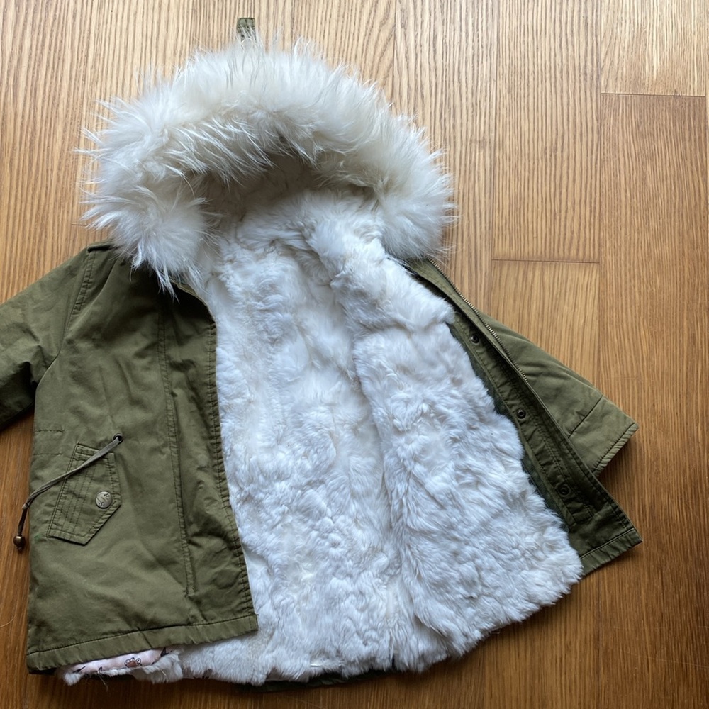 Grinvest Collection kids winter detachable fur hooded parka jacket coat 110 4-5
